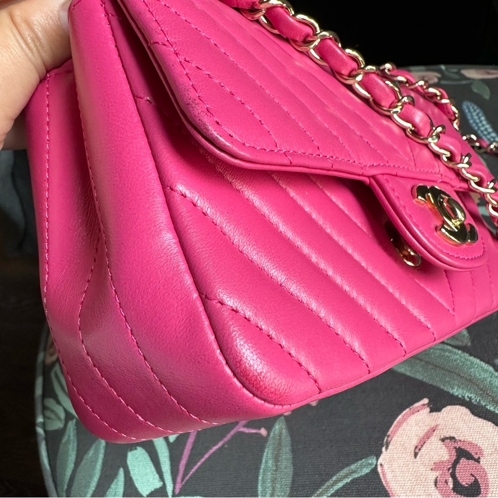 Authentic Chanel Mini Rectangular Chevron Bag In … - image 5